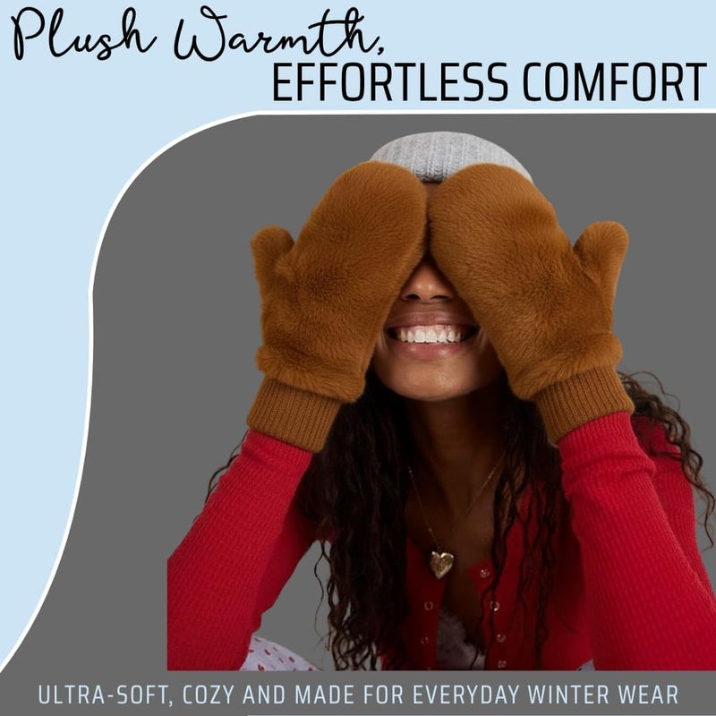 Funky Junque Faux Fur Flip Mittens Womens Warm Convertible Fingerless Gloves - Image 3